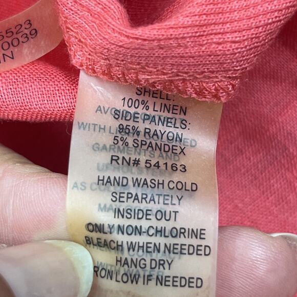 Calvin Klein 100% Linen Shirt Womens 2X Orange Minimalist Beachy Coastal - Picture 4 of 10